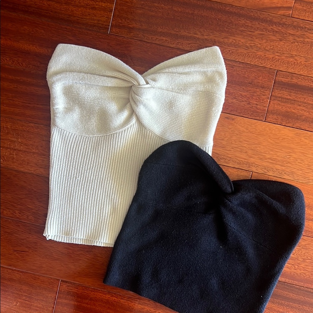Cream and Black tube tops Size Small